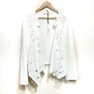 Solitaire Crochet Lace Open Front Cardigan Blouse White Size XL New
